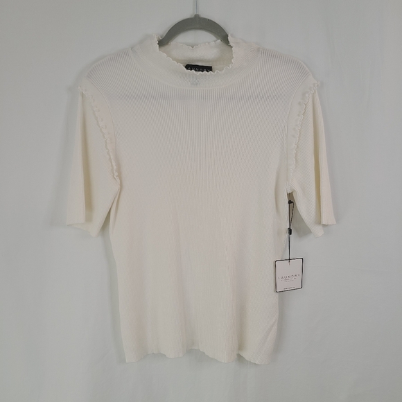 NWT Laundry Cream Ribbed Short Sleeve Top Size XL - Picture 1 of 11